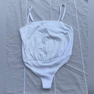 Free People Ivory Ribbed Bodysuit